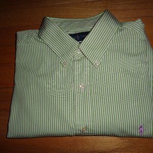Ralph Lauren Polo Men's Green White Striped Shirt